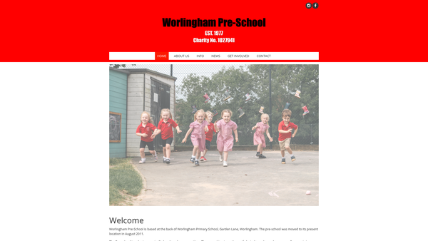 Screenshot of the Worlingham Pre-School website