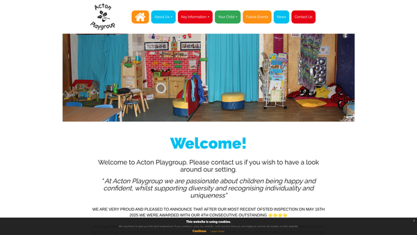 Screenshot of the Acton Playgroup website