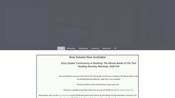 Screenshot of the Berkshire Record Society website