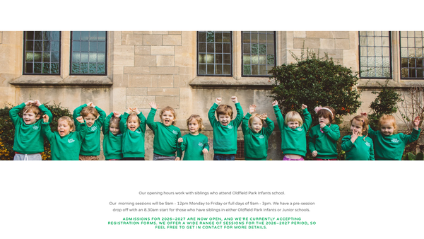 Screenshot of the Oldfield Park Pre-School website