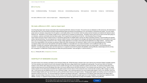 Screenshot of the Crow - Coventry Recycling Of Waste website