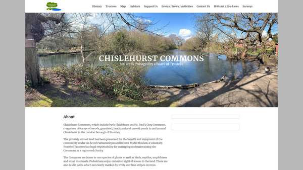 Screenshot of the The Chislehurst And St Paul's Cray Commons Conservators website