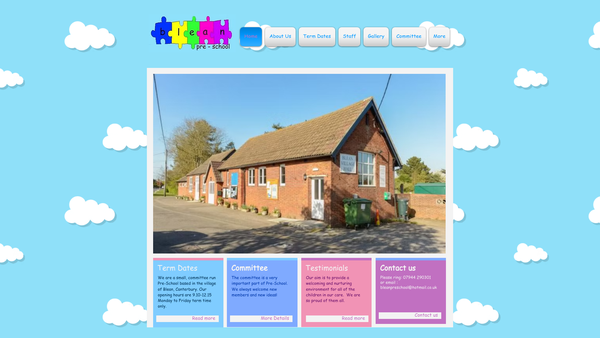 Screenshot of the Blean Pre-School website
