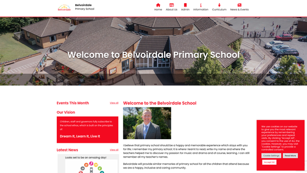 Screenshot of the Coalville Belvoirdale County Primary School Parent Teacher Association website