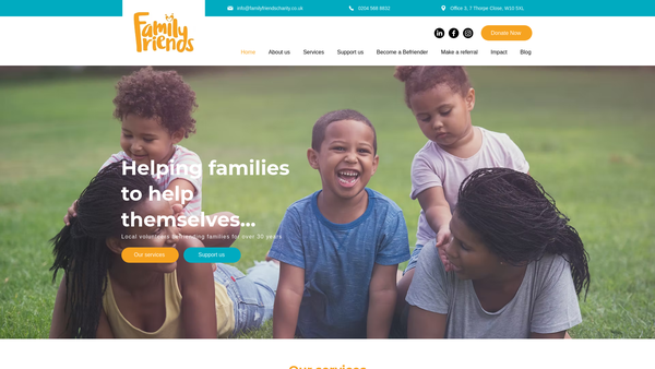 Screenshot of the Family Friends website