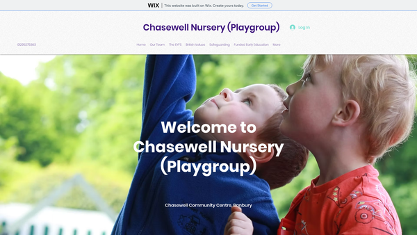 Screenshot of the Chasewell Nursery website