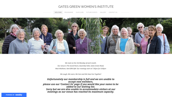 Screenshot of the Gates Green Women's Institute website