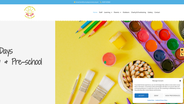 Screenshot of the Sunny Days Nursery And Pre-School website