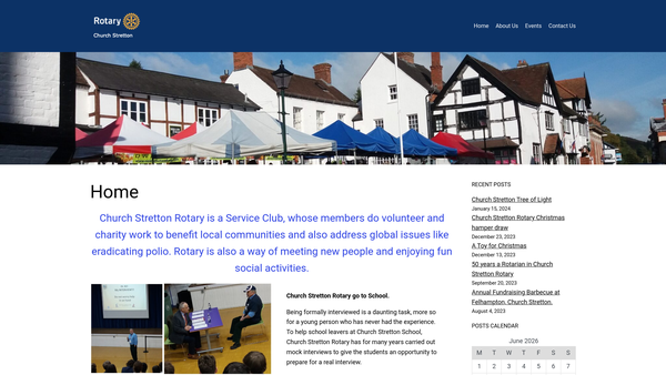 Screenshot of the Rotary Club Of Church Stretton Charity Account website