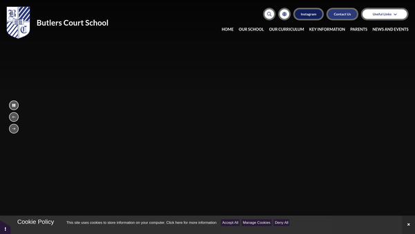 Screenshot of the Butlers Court Combined School Parent Teachers Association website