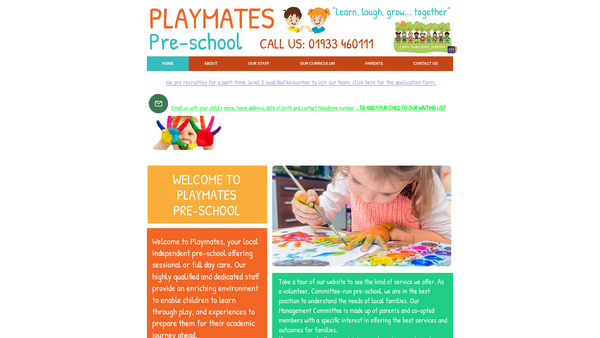 Screenshot of the Playmates Playgroup website
