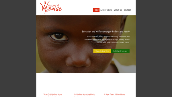 Screenshot of the Warriors Of Praise Ministries Trust website
