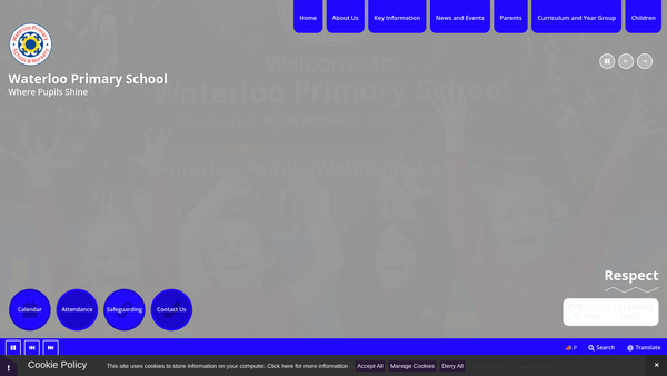 Screenshot of the Waterloo Primary School Parent Teachers' Association website