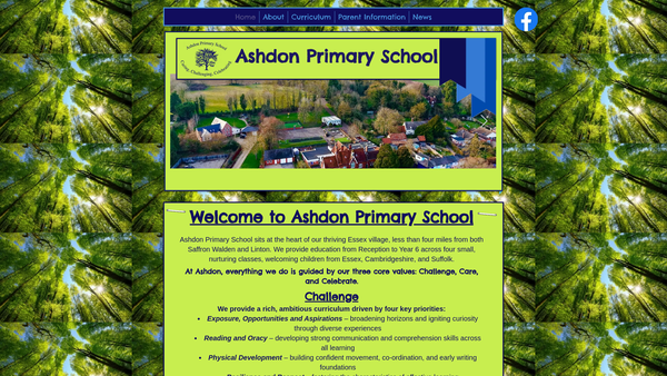 Screenshot of the Ashdon C.p. School Parent Teacher Association website