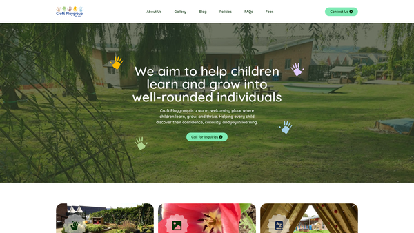 Screenshot of the Croft Playgroup website