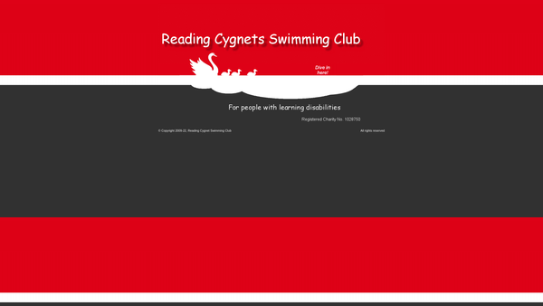 Screenshot of the Reading Cygnets Swimming Club For People With Learning Disabilities website