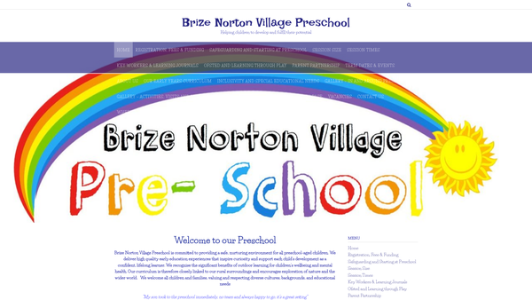 Screenshot of the Brize Norton Village Preschool website