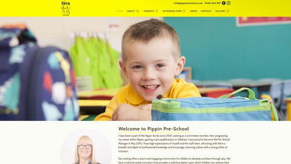 Screenshot of the Pippin Playgroup website