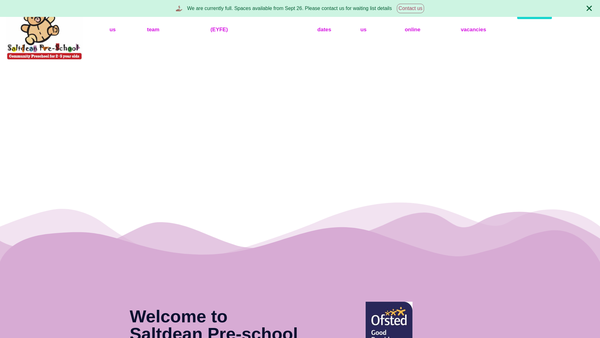 Screenshot of the Saltdean Pre-School website