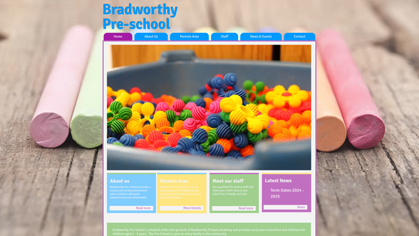 Screenshot of the Bradworthy Playgroup website