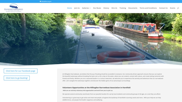 Screenshot of the Hillingdon Narrowboats Association website