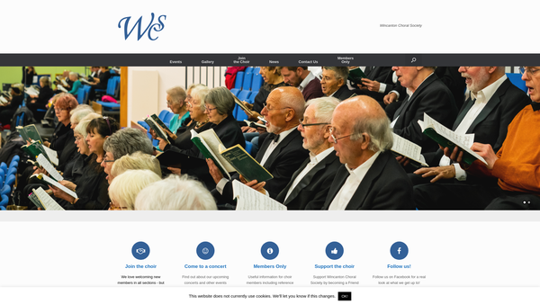 Screenshot of the Wincanton Choral Society website