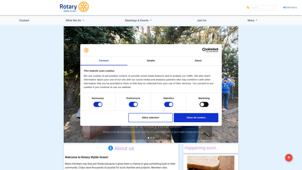 Screenshot of the Rotary Club Of Wylde Green website
