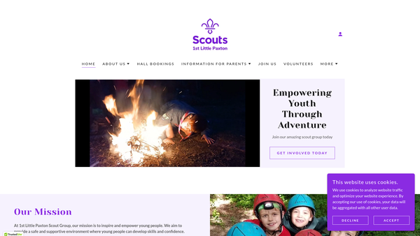 Screenshot of the 1st Little Paxton Scout Group website