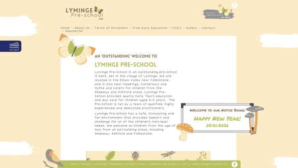 Screenshot of the Lyminge Pre School website