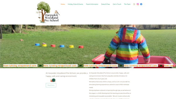 Screenshot of the Harpsden Pre School Playgroup website