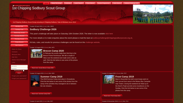 Screenshot of the 1st Chipping Sodbury Scout Group website