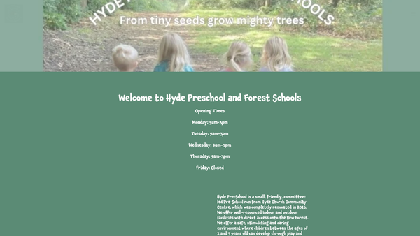 Screenshot of the Hyde Pre-School website