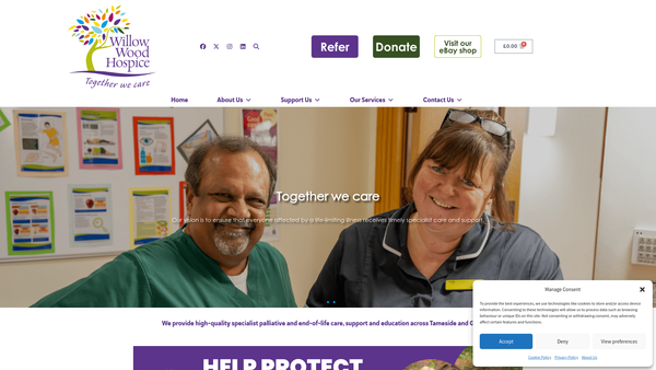 Screenshot of the Tameside And Glossop Hospice Limited website