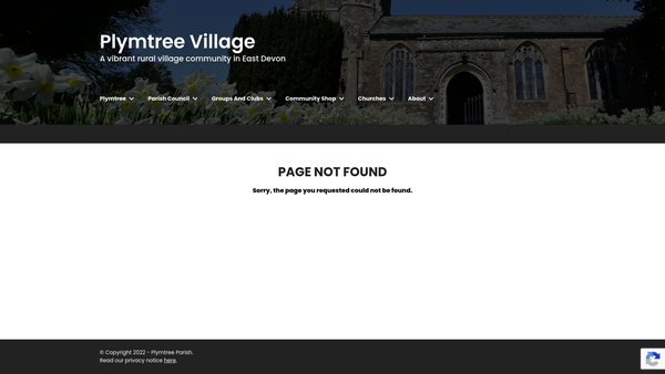 Screenshot of the Plymtree Pre-School website