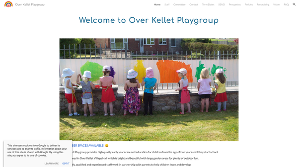 Screenshot of the Over Kellet Playgroup website