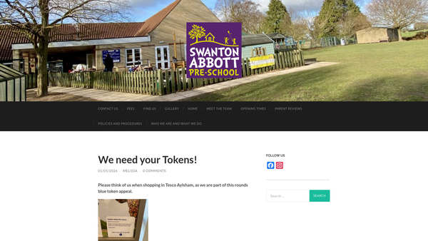 Screenshot of the Swanton Abbott Pre-School website