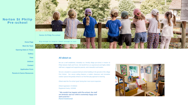 Screenshot of the Norton St Philip Pre-School website