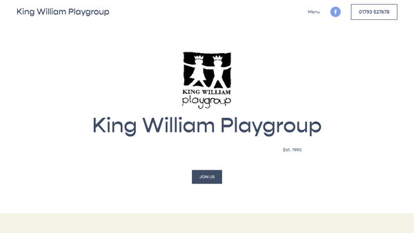 Screenshot of the King William Playgroup website