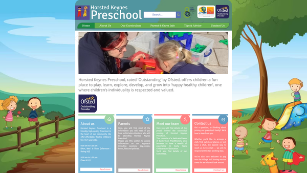 Screenshot of the Horsted Keynes Pre-School website