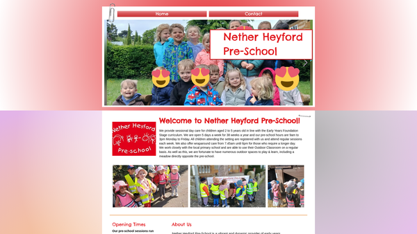 Screenshot of the Nether Heyford Pre-School website