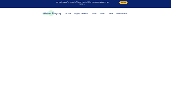 Screenshot of the Minster Playgroup website