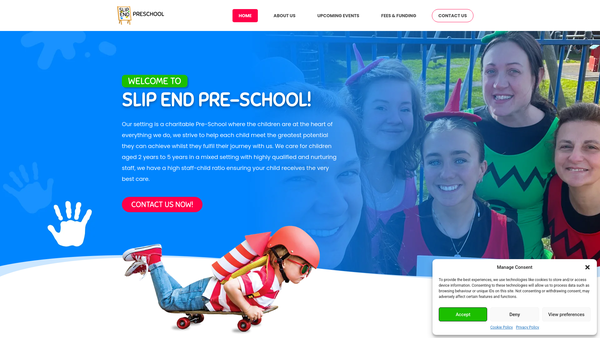 Screenshot of the Slip End Playgroup website