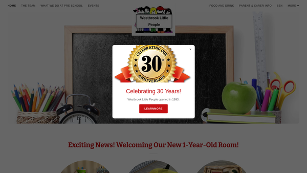 Screenshot of the Westbrook Little People Playgroup website