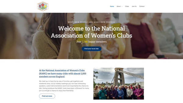 Screenshot of the Calow Women's Club website