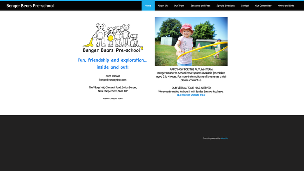Screenshot of the Benger Bears Pre-School website