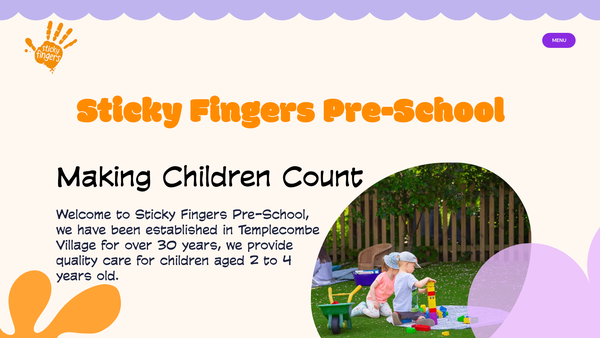 Screenshot of the Sticky Fingers Pre-School Templecombe website