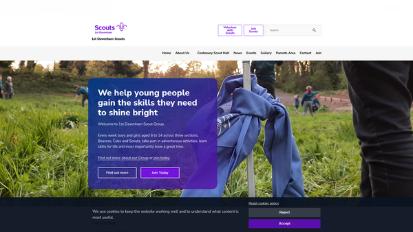 Screenshot of the 1st Davenham (Church) Scout Group website