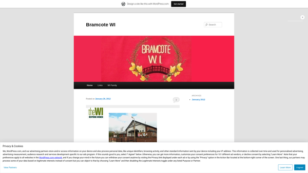 Screenshot of the Bramcote Women's Institute website