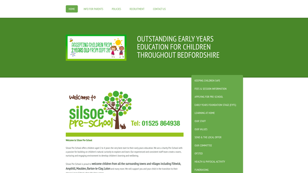 Screenshot of the Silsoe Pre-School website