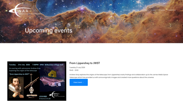 Screenshot of the Northants Amateur Astronomers website